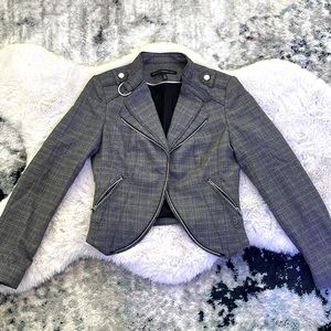 Grey & Purple Houndstooth Moto Jacket
